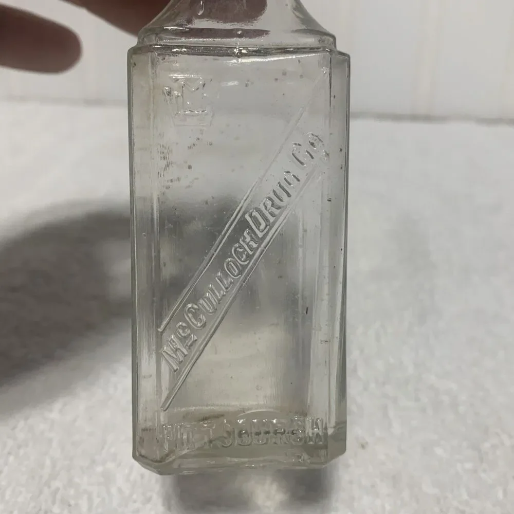 Antique McCulloch Drug Co Store Druggist Bottle Pittsburgh PA Keystone Monogram